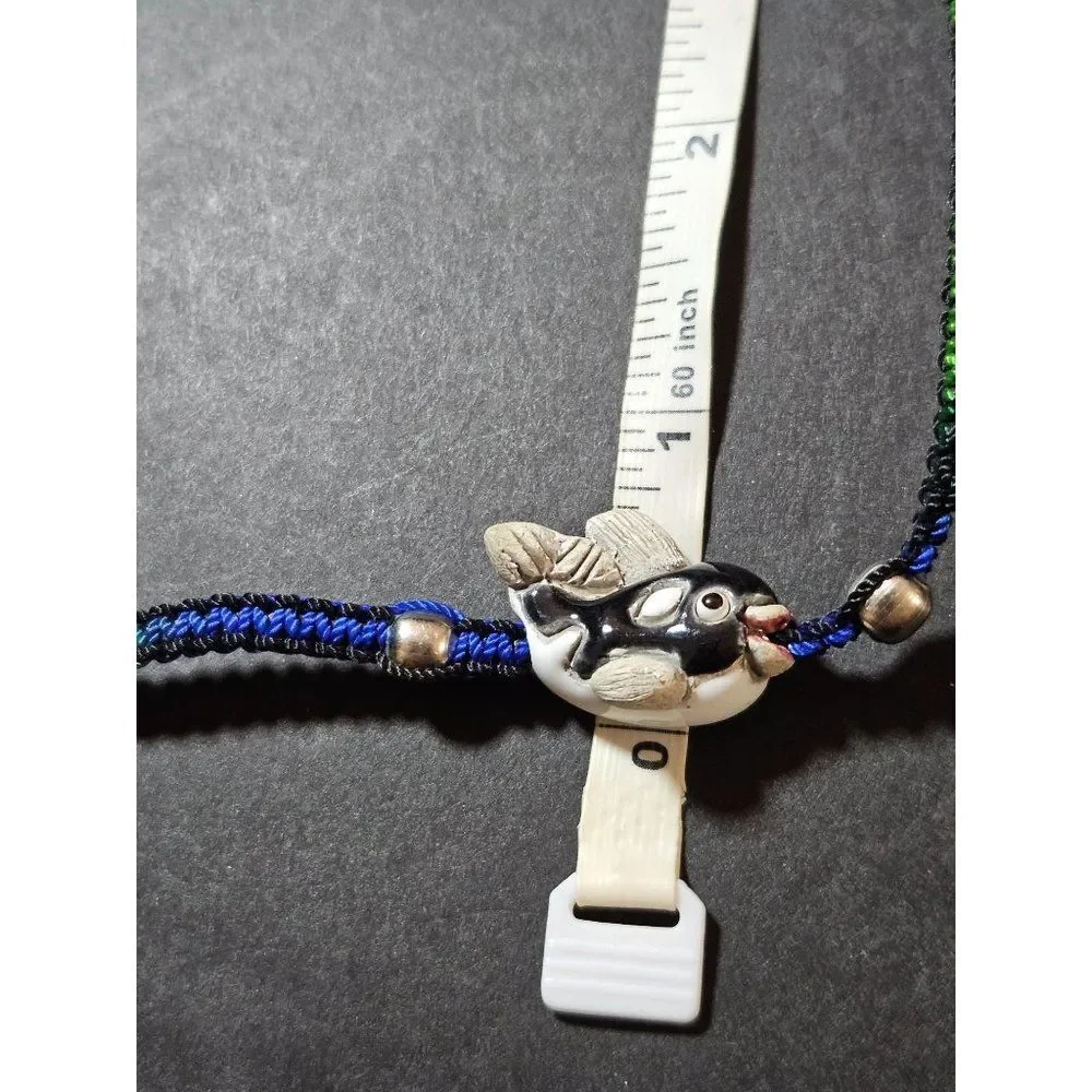 Ceramic black and white whale bracelet adjustable